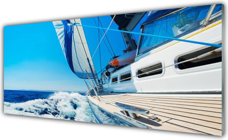 Panel Szklany do Kuchni Samotna Łódź na Falach