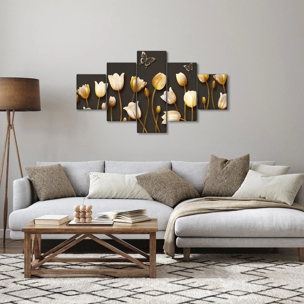 Obraz - Tulipany - abstrakcja (125x70 cm)