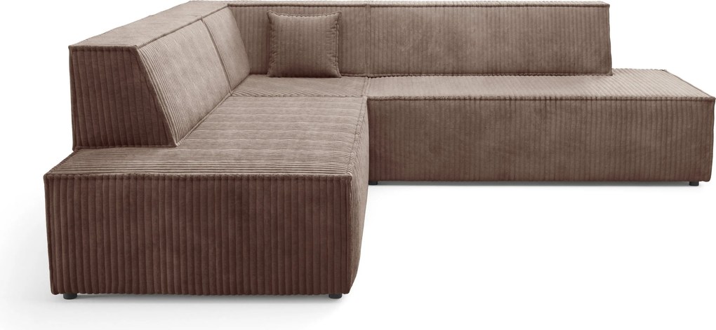 Masseno Narożnik TESSO z funkcją spania i pojemnikiem na pościel Narozniki L, Rozkładana sofa - Brązowy, TILIA 17