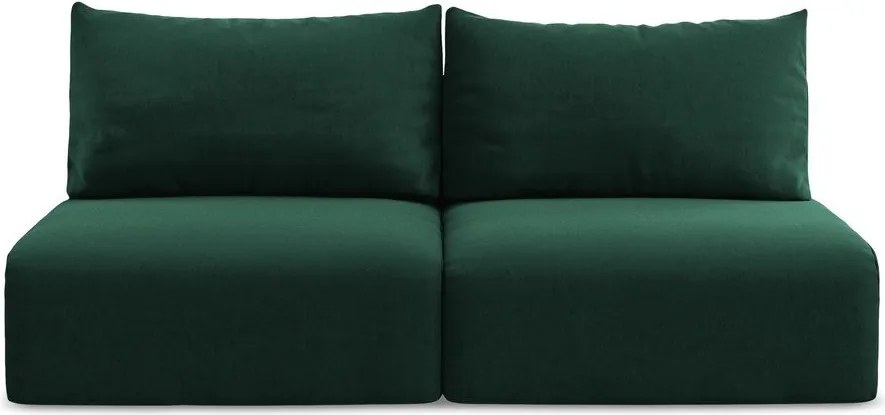 Ciemnozielona aksamitna rozkładana sofa ze schowkiem 216 cm Kalena – Makamii