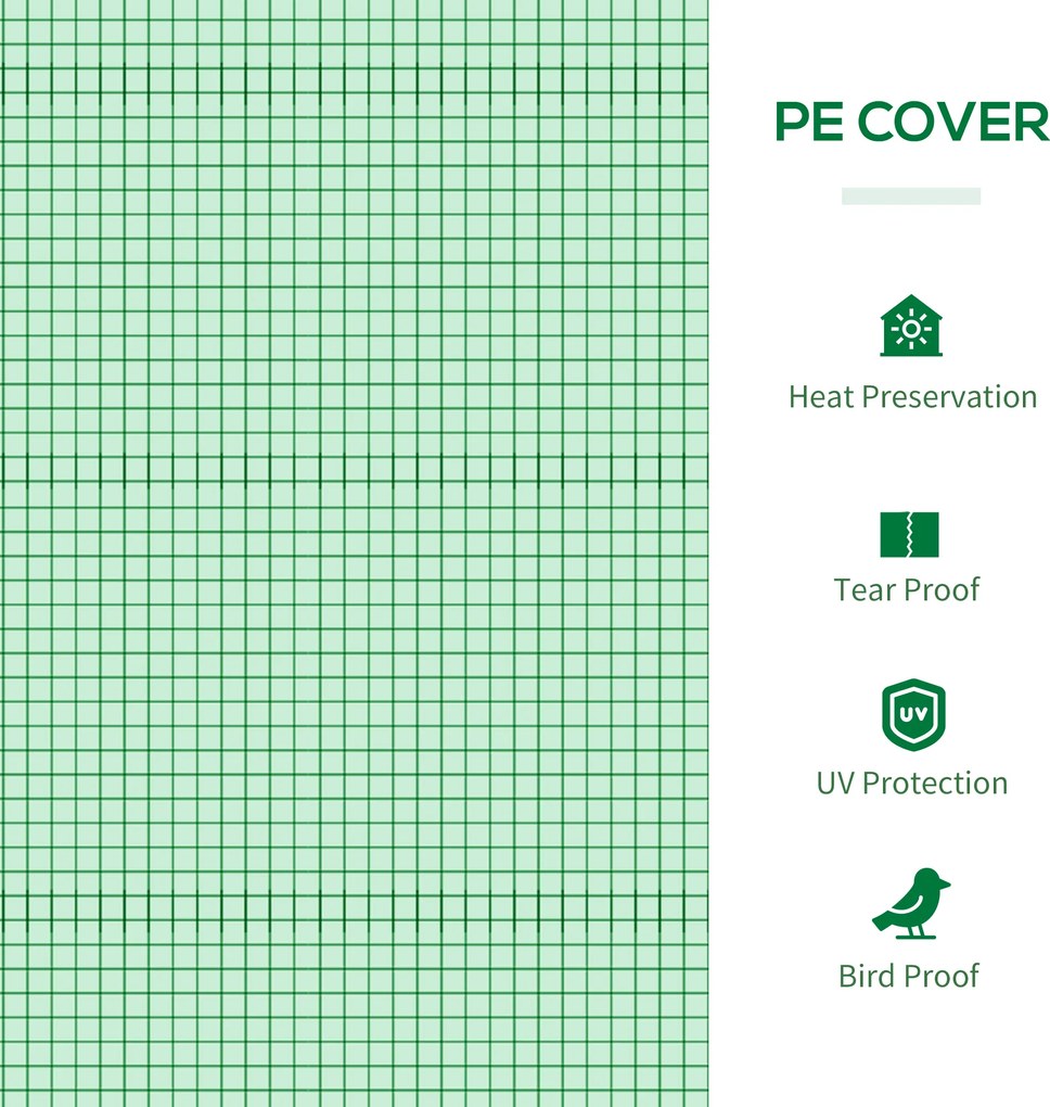 Outsunny Szklarnia foliowa z oknem, tunel ogrodowy z ochroną UV, szklarnia na pomidory, inspekt, do ogrodu, balkonu, 180 x 92 x 92 cm, zielony