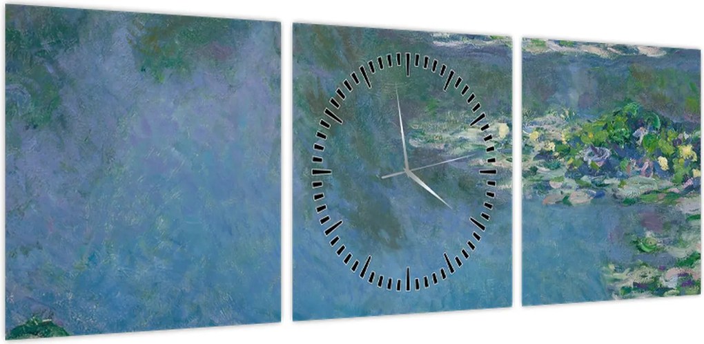 Obraz - Claude Monet, Water Lilies, reprodukcje (z zegarem) (90x30 cm)