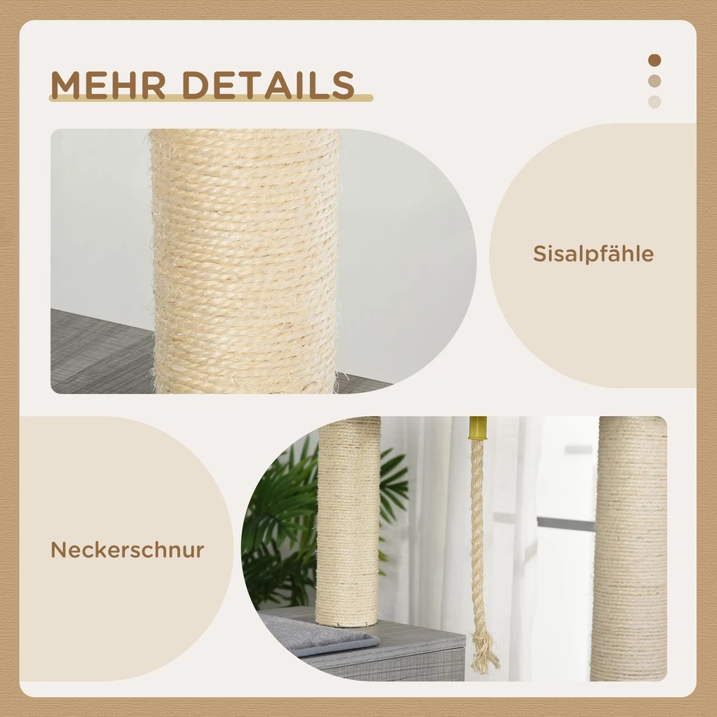 PawHut wielopoziomowy drapak do ostrzenia pazurów dla kotów z hamakiem