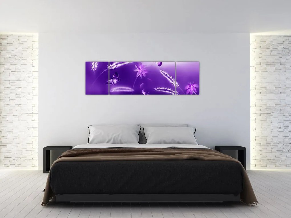 Obraz- Łąka motylów (170x50 cm)