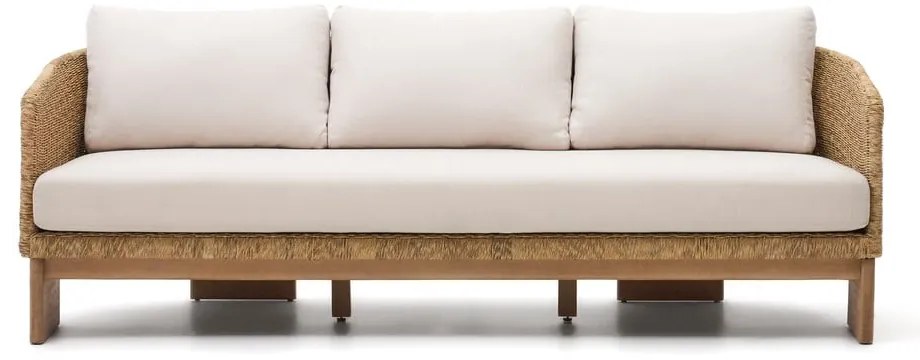 Beżowo-naturalny sofa ogrodowa z imitacji rattanu Xoriguer – Kave Home