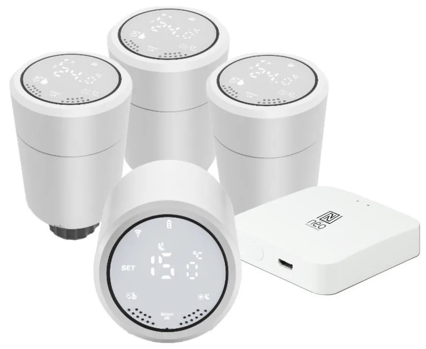 Immax NEO 07732C-SET 4x Głowica termostatyczna + BRIDGE PRO v3 2xAA/3V Wi-Fi Tuya