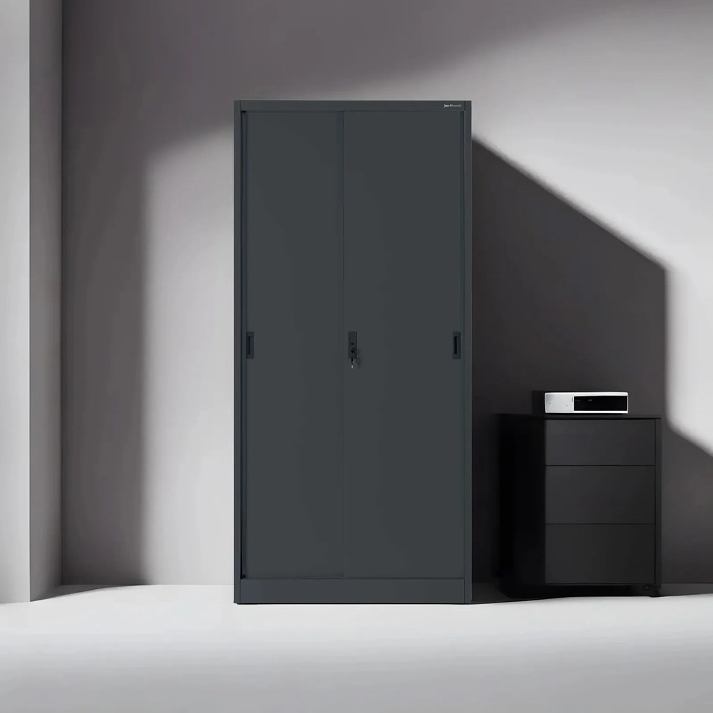 Przesuwna szafa biurowa Kuba 90x40x185 cm, antracyt