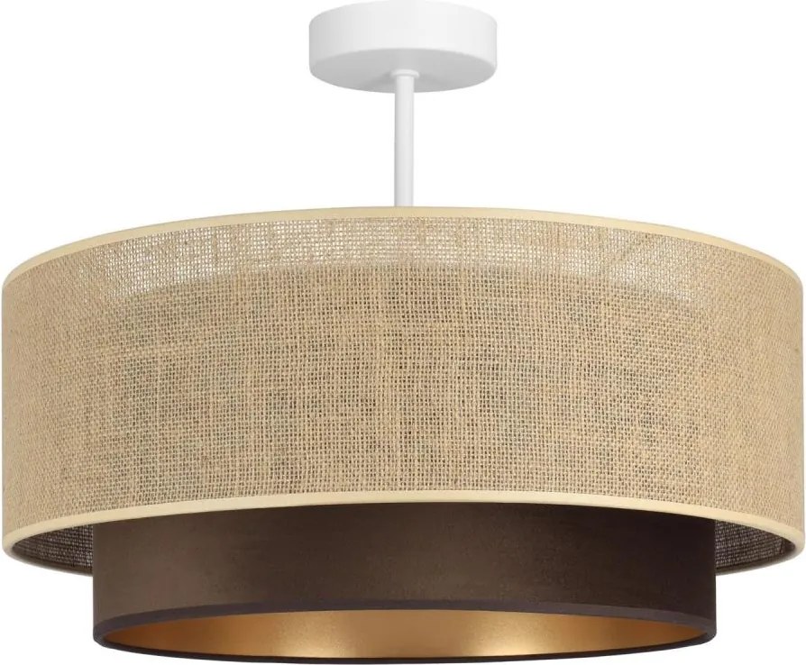 Przysufitowy żyrandol SARTA 1xE27/60W/230V śr. 45 cm brązowy/juta