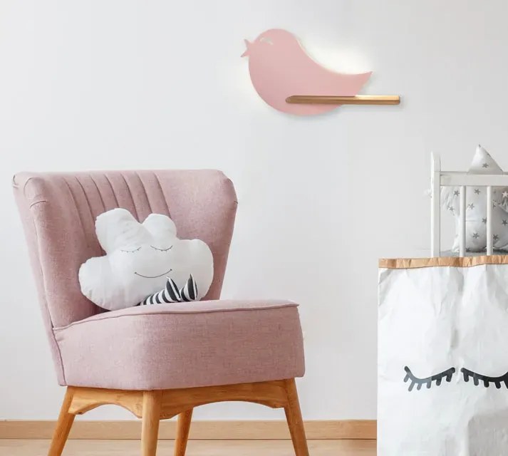 Różowa lampka nocna w kształcie ptaszka z wtyczką - K034-Edia