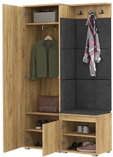 Garderoba z szafką na buty dąb craft + szary K5-B14