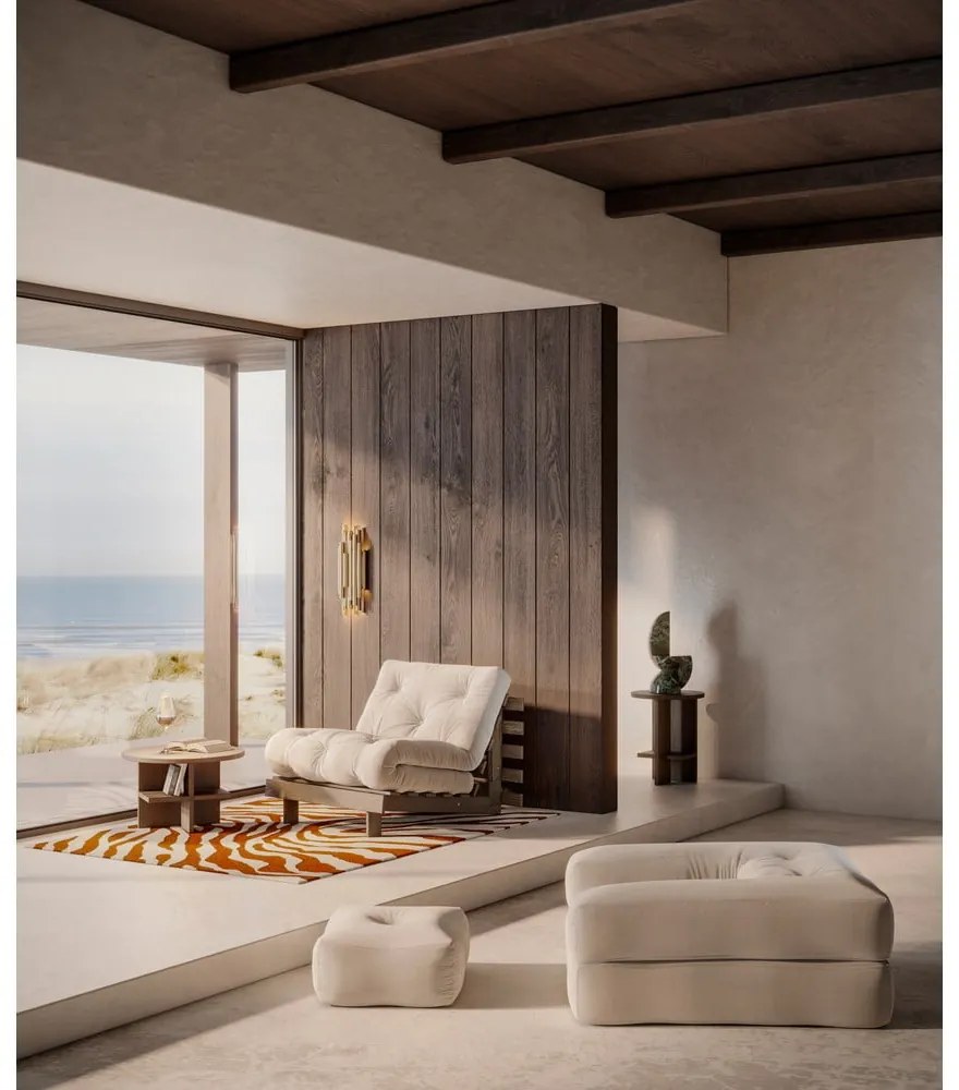 Szarobeżowy rozkładany lniany fotel Roots Carob – Karup Design