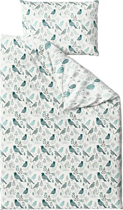 PrzytulneMieszkanie.pl PrzytulneMieszkanie.pl Bawełniana pościel LEAFBIRD POLY biało-zielona Rozmiar pościeli: 2 szt 70 x 90 cm | 200 x 220 cm