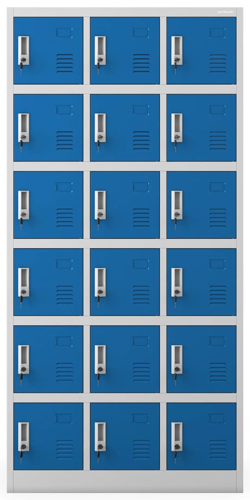 Szafka pracownicza skrytkowa szaro-niebieska: KAROL, 900 x 1850 x 400 mm