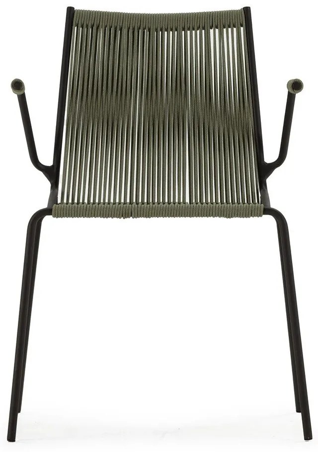 Zielone metalowe krzesła zestaw z podłokietnikami/sztaplowane 2 szt. Emily – Marckeric