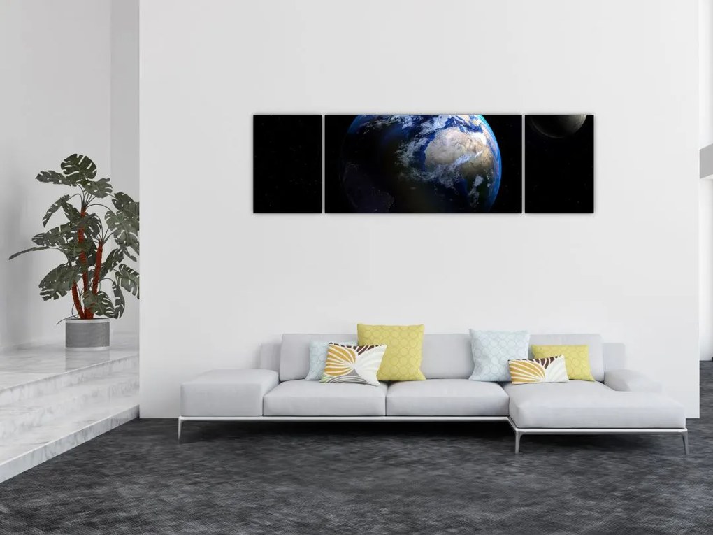 Obraz Ziemi i Księżyca (170x50 cm)