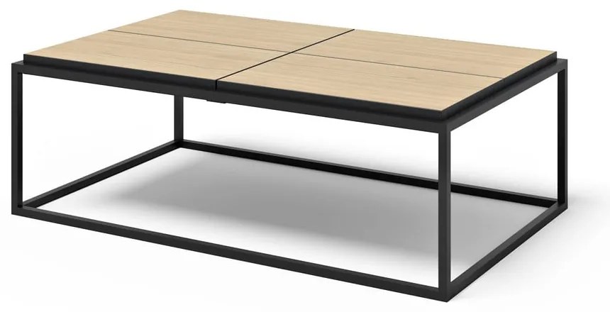 Czarny stolik z blatem w dekorze dębu 75x120 cm Douro – TemaHome