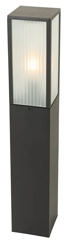Zewnetrzna Lampa stojąca zewnętrzna czarna z żebrowanym szkłem 80 cm IP44 - Charlois Nowoczesny Oswietlenie zewnetrzne