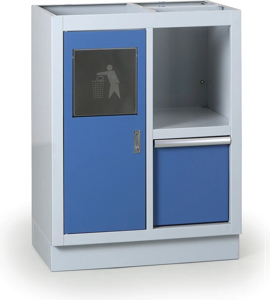 Szafka warsztatowa z koszem na śmieci do blatu EXPERT, 680 x 455 x 910 mm, niebieski