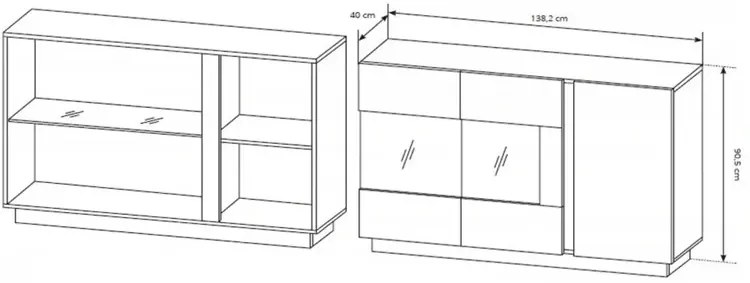 Komoda Z Biały Witryną + Dąb Grandson Artiso