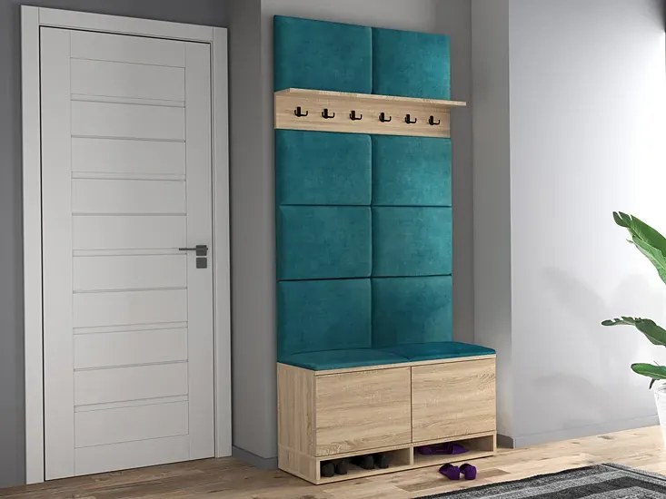 Garderoba z wieszakiem dąb sonoma + butelkowa zieleń C2-R50