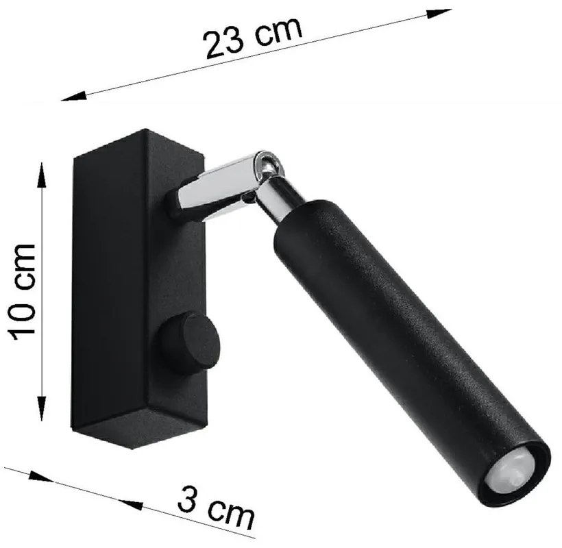 Czarna lampa punktowa 10x3 cm Tiden – Sollux