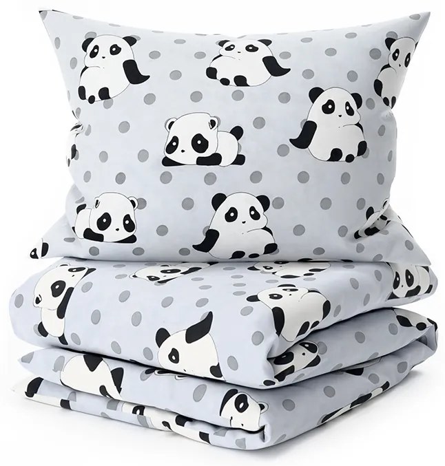 PrzytulneMieszkanie.pl PrzytulneMieszkanie.pl Pościel z mikrowłókna PANDA szare Rozmiar pościeli: 70 x 80 cm | 140 x 200 cm