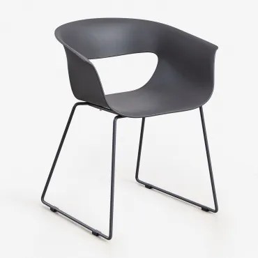 Zestaw 2 Krzeseł Ogrodowych Z Polipropylenu I Stali Alanys Grafitowa Szarość - Sklum