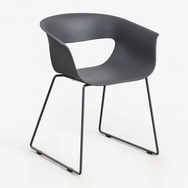 Zestaw 2 Krzeseł Ogrodowych Z Stali I Polipropylenu Alanys Grafitowa Szarość - Sklum