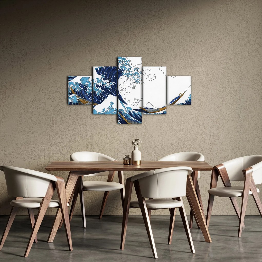 Obraz - Japoński rysunek, fale (125x70 cm)