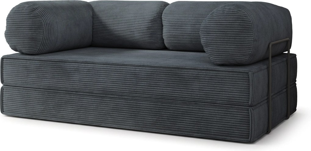 Masseno Sofa piankowa ALVIO z funkcją spania, Kanapa z pianki do salonu, Bezmontażowa, Tkanina sztruksowa – Grafitowy POSO 34