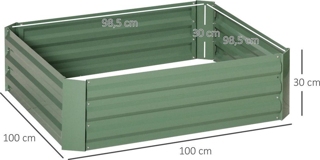 Outsunny Zestaw 2 skrzynek na kwiaty Stalowa konstrukcja Otwarte dno Zielony 100x100x30cm Ogród | Aosom PL
