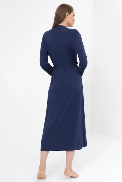 Damski bambusowy szlafrok CHANTAL Ciemnoniebieski M