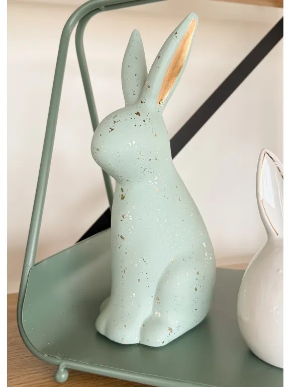 Ceramiczny zajączek GOLD FLECKS 24,5 cm zielony - więcej wariantów