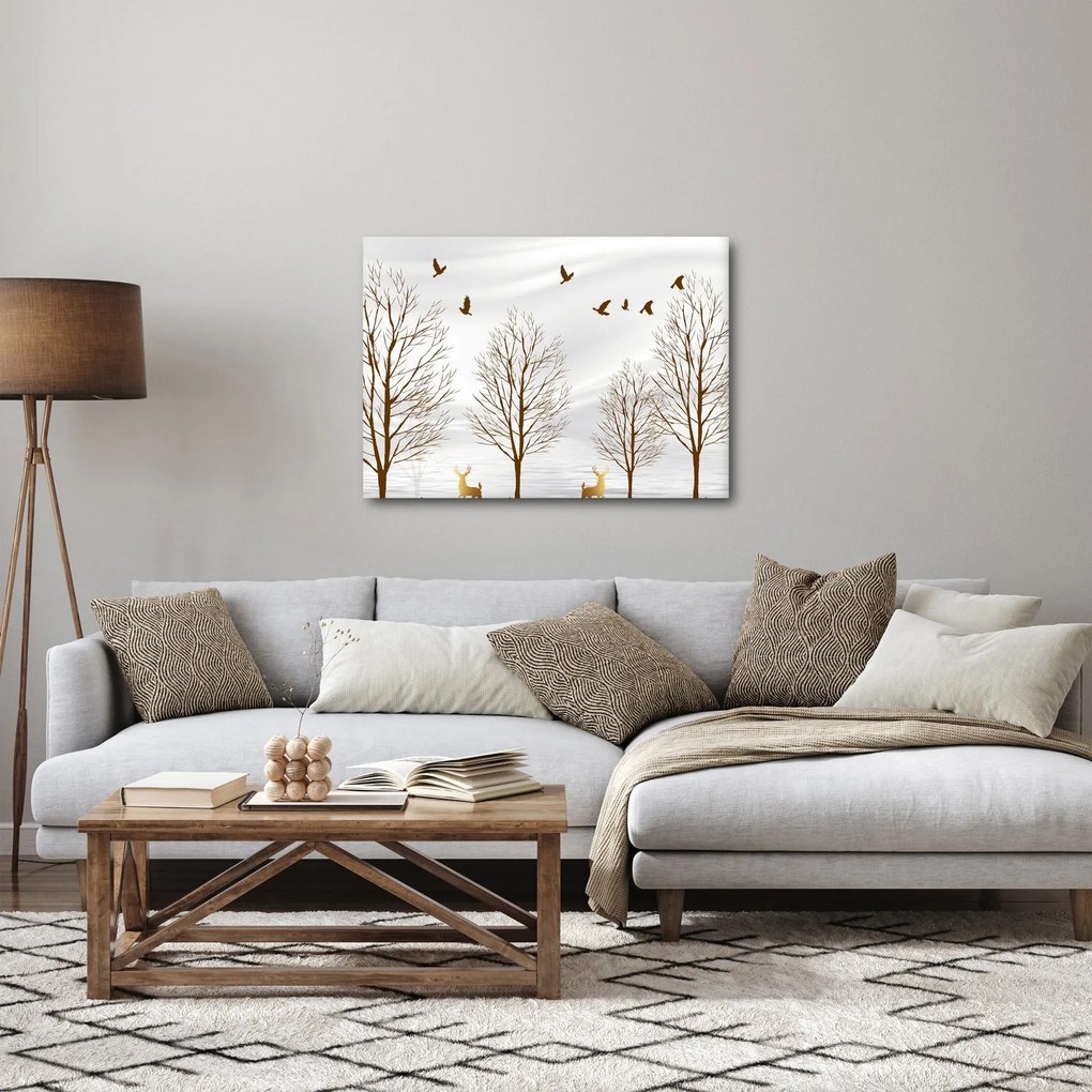 Obraz - Jeleń przed rzeką (70x50 cm)