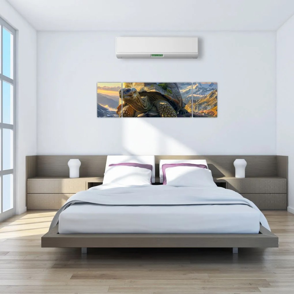 Obraz - Żółw i górski krajobraz (170x50 cm)