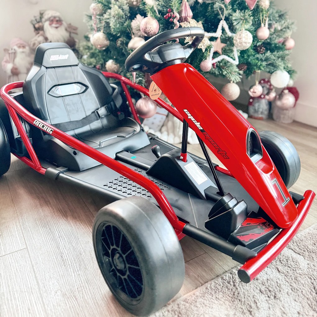 HOMCOM 24 V elektryczny gokart dla dzieci do 13 km/h z funkcją driftu, 2 silniki, dla 8–12 lat, czerwony | Aosom PL
