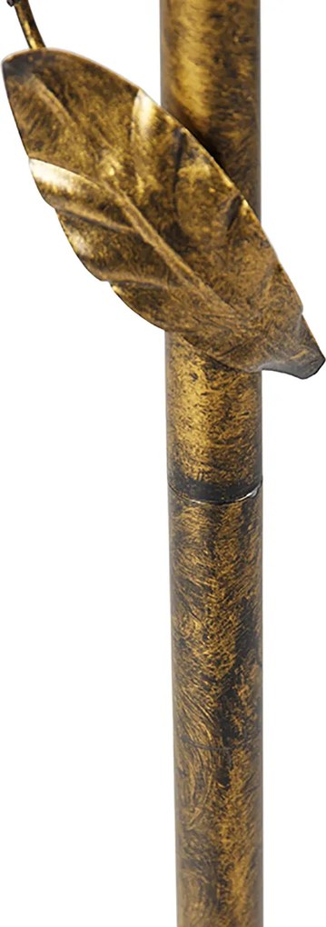 Lampa stojąca w stylu vintage, złoto antyczne z zielonym abażurem - Linden