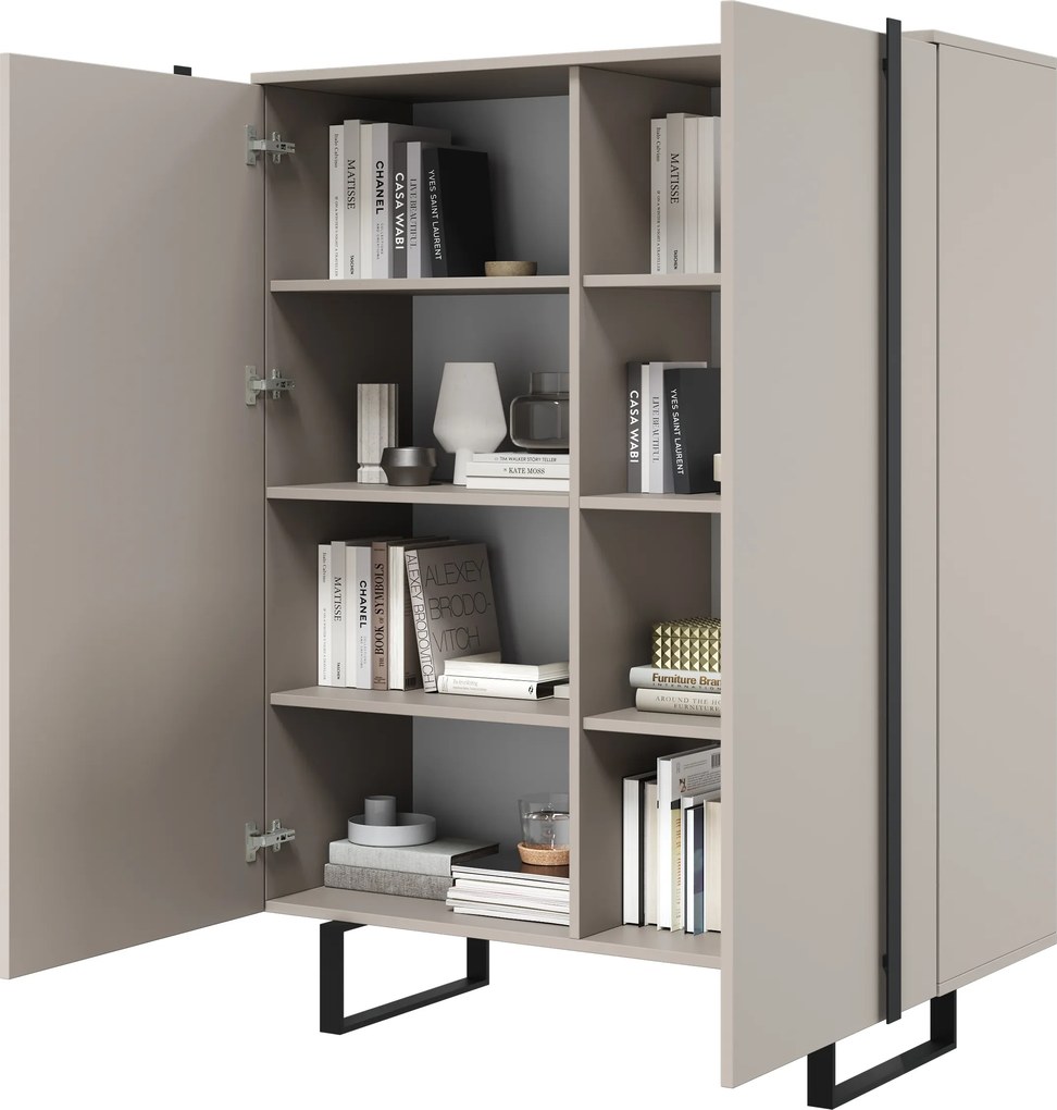 Komoda wysoka Verica 120 cm dwudrzwiowa - kaszmir / czarne nóżki