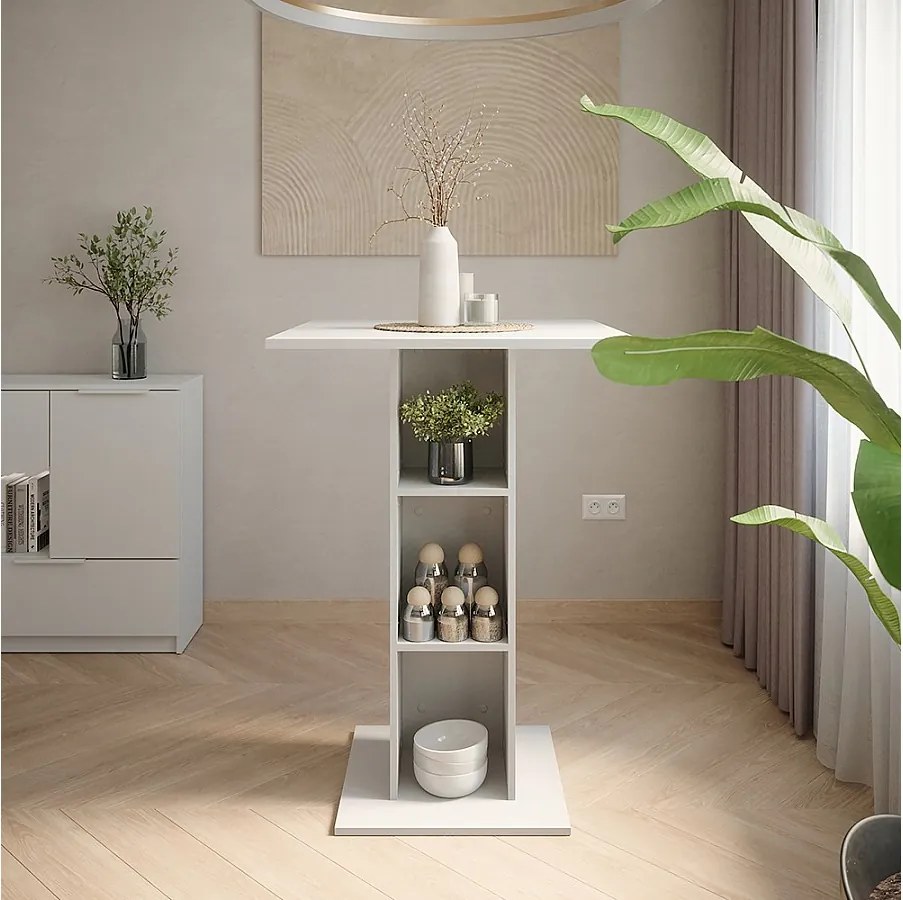 Stół barowy biały 75x75x106 repose