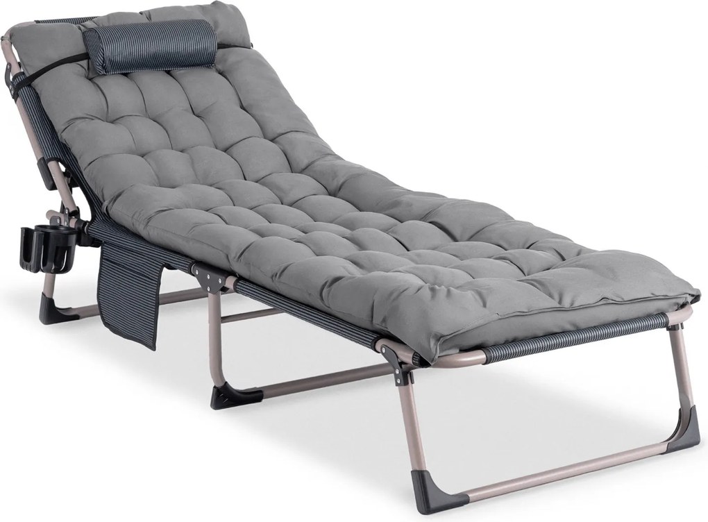 Składany leżak ogrodowy z pikowaną poduchą Saturn