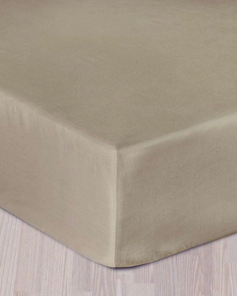 Prześcieradło satynowe z gumką ciemnobeżowe 160 x 200 cm