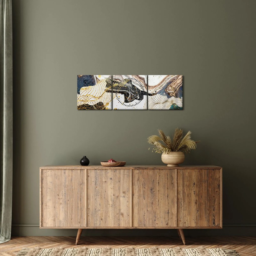 Obraz - Designerski marmur (z zegarem) (90x30 cm)
