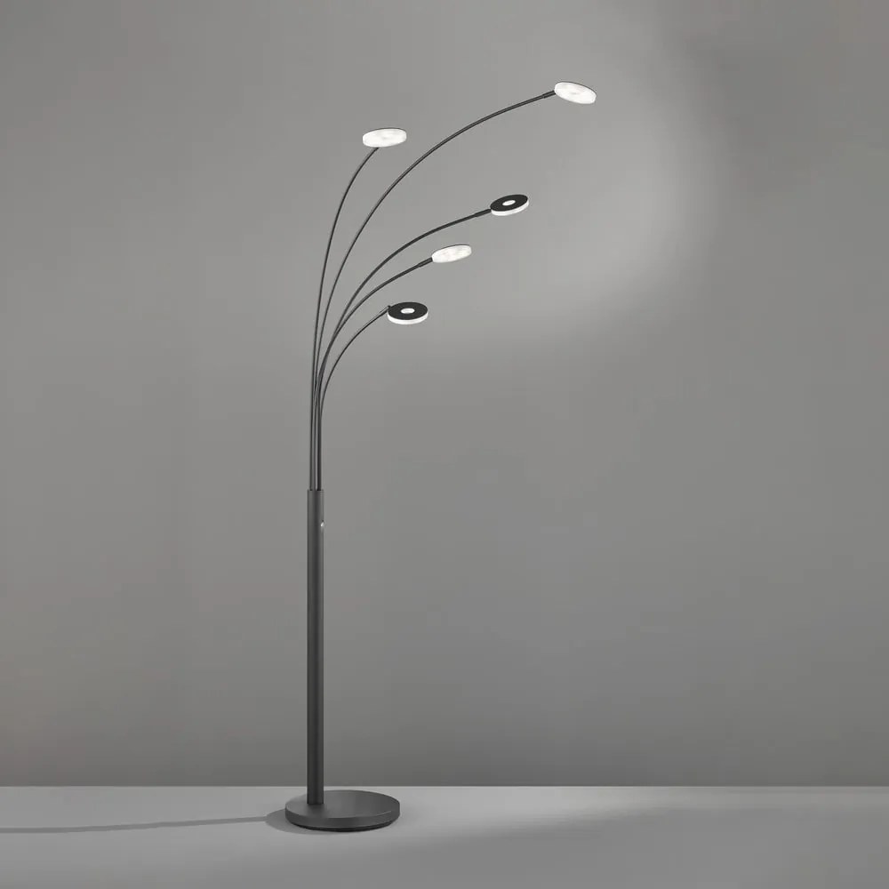 Czarna lampa stojąca LED ze ściemniaczem (wysokość 225 cm) Dent – Fischer & Honsel