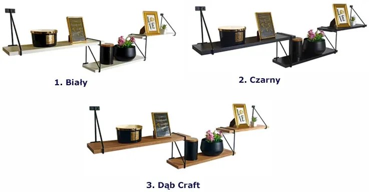 Czarna półka ścienna w stylu loft - Xeris 3X