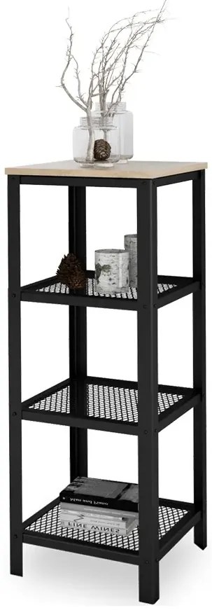 Industrialny regał z metalowym stelażem czarny + dąb sonoma - Nessebax 3X