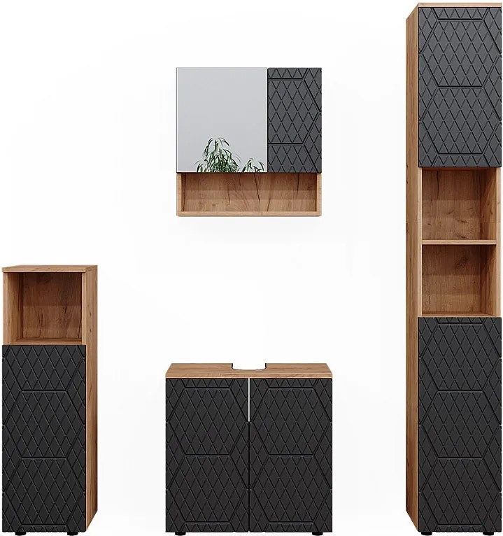 Zestaw mebli łazienkowych antracyt o strukturze plastra miodu 80x41x58.6 irma