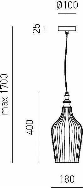 Cleofe lampa wisząca z bursztynowego szkła i mosiądzu, styl vintage, oprawa E27, IP20, Ø18 cm, żarówka niedołączona