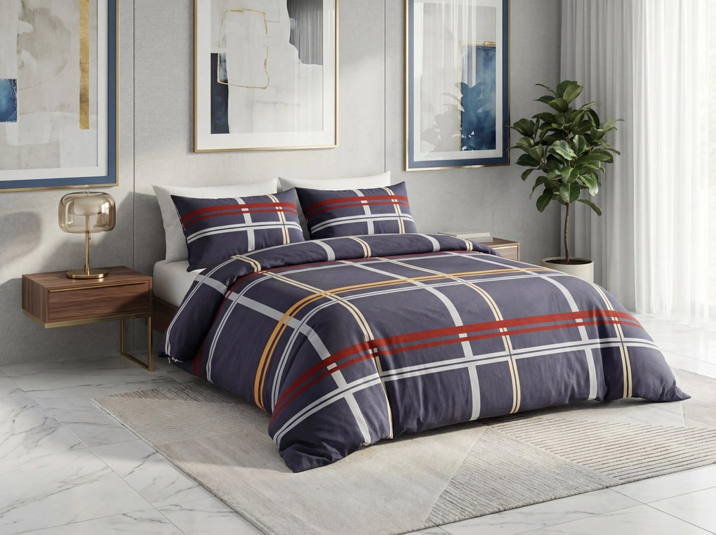 PrzytulneMieszkanie.pl PrzytulneMieszkanie.pl Pościel z mikrofibry TARTAN ciemnoniebieski Rozmiar pościeli: 2 szt 70 x 80 cm | 160 x 200 cm