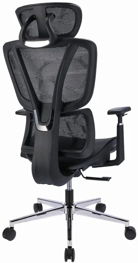 Czarny ergonomiczny fotel biurowy z zagłówkiem i podłokietnikami -  Floris 3X