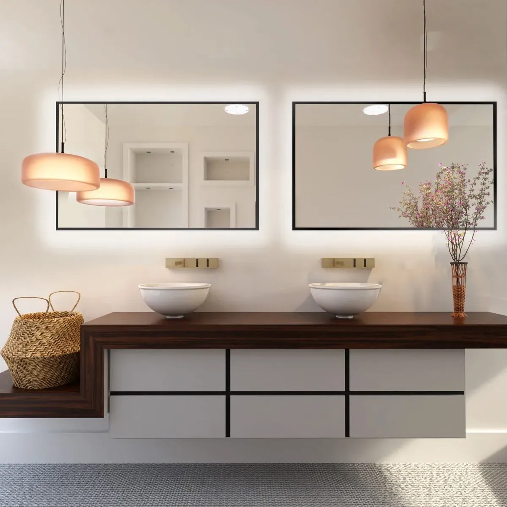 Lustro łazienkowe LUMO 90x60cm czarne z oświetleniem LED BALTICA DESIGN